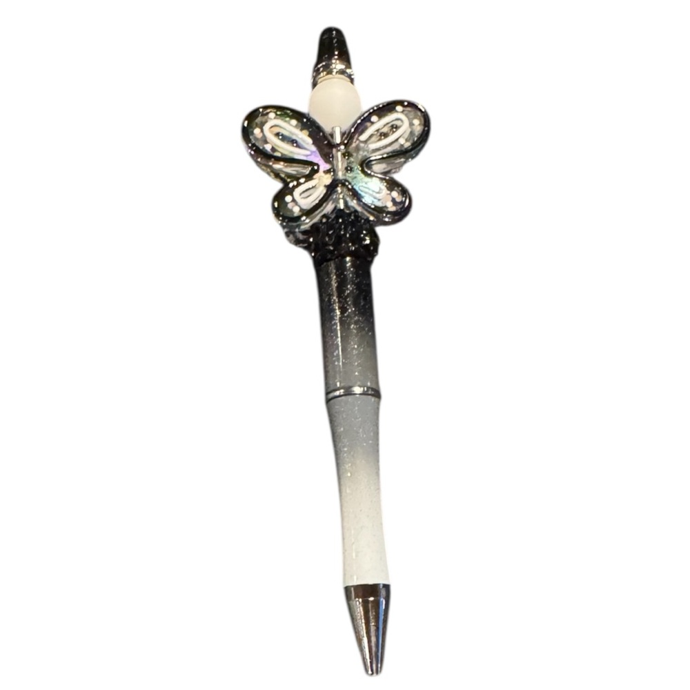 Black & White Butterfly Beaded Pen